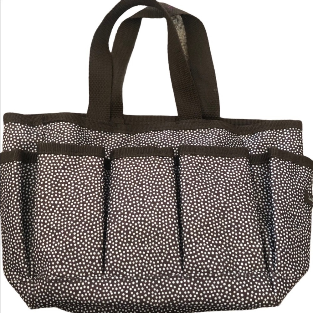 Thirty One Handbag Organizer Brown Polka Dot Holds All Your Goodies